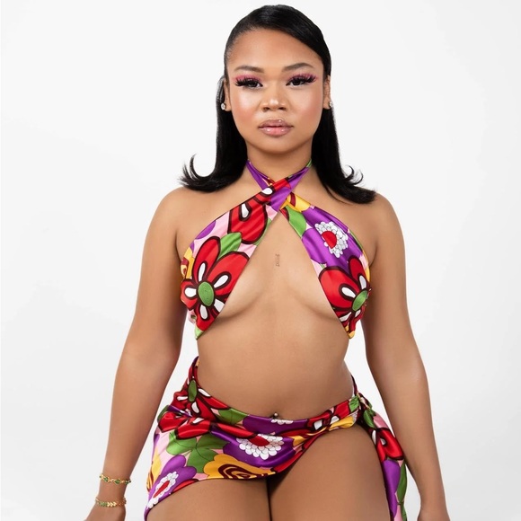 Floral Halter Bikini Set - Picture 1 of 2